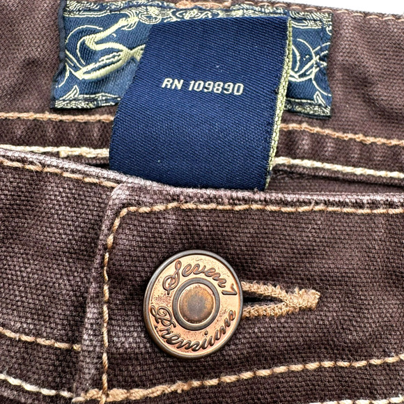 SEVEN7 Women's 30 Jeans Brown Flare Cowgirl Embroidered Pockets Hippie Boho y2k - Picture 4 of 11